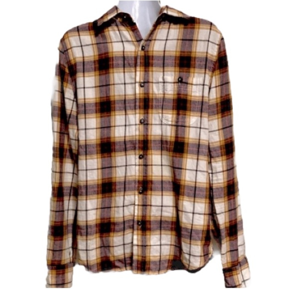 AEROPOSTALE Checkered Plaid Western Cowboy Light Flannel Button Down Shirt XS